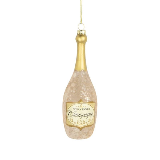 kerstbal, kersthanger, champagne, champagnefles, goud