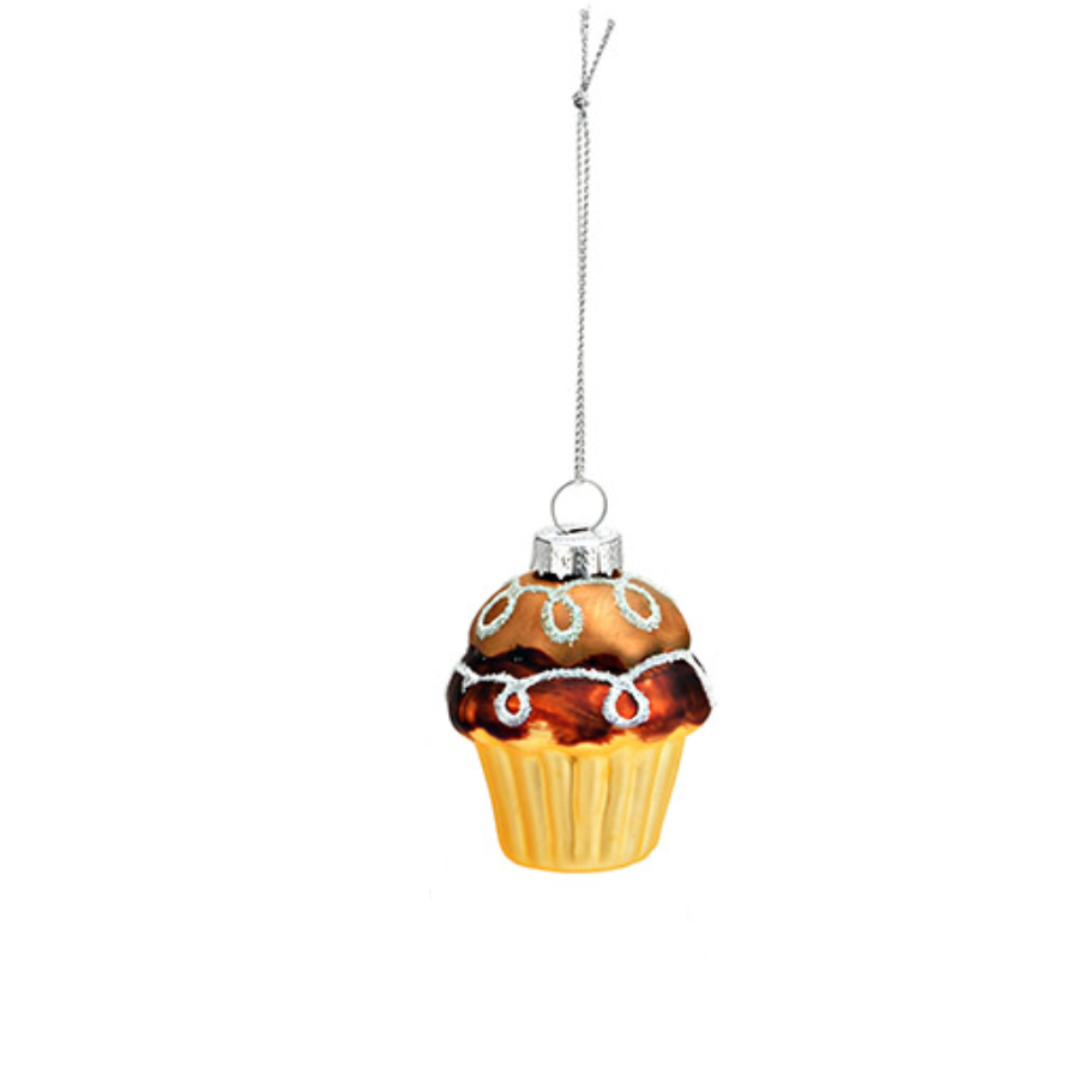 bruine, bruine kerstbal, muffin, cupcake, kersthanger, ornament