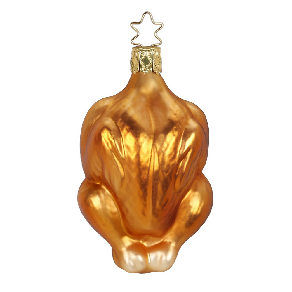 Glazen kerstornament van een kalkoen uit de oven, 9,5 cm hoog, als kersthanger, kerstbal en kerstfiguur