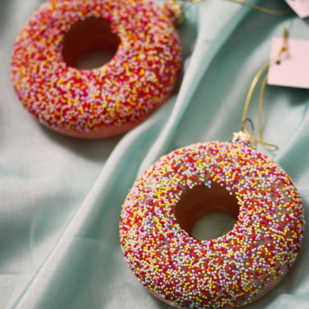 Glazen ornament groene donut
