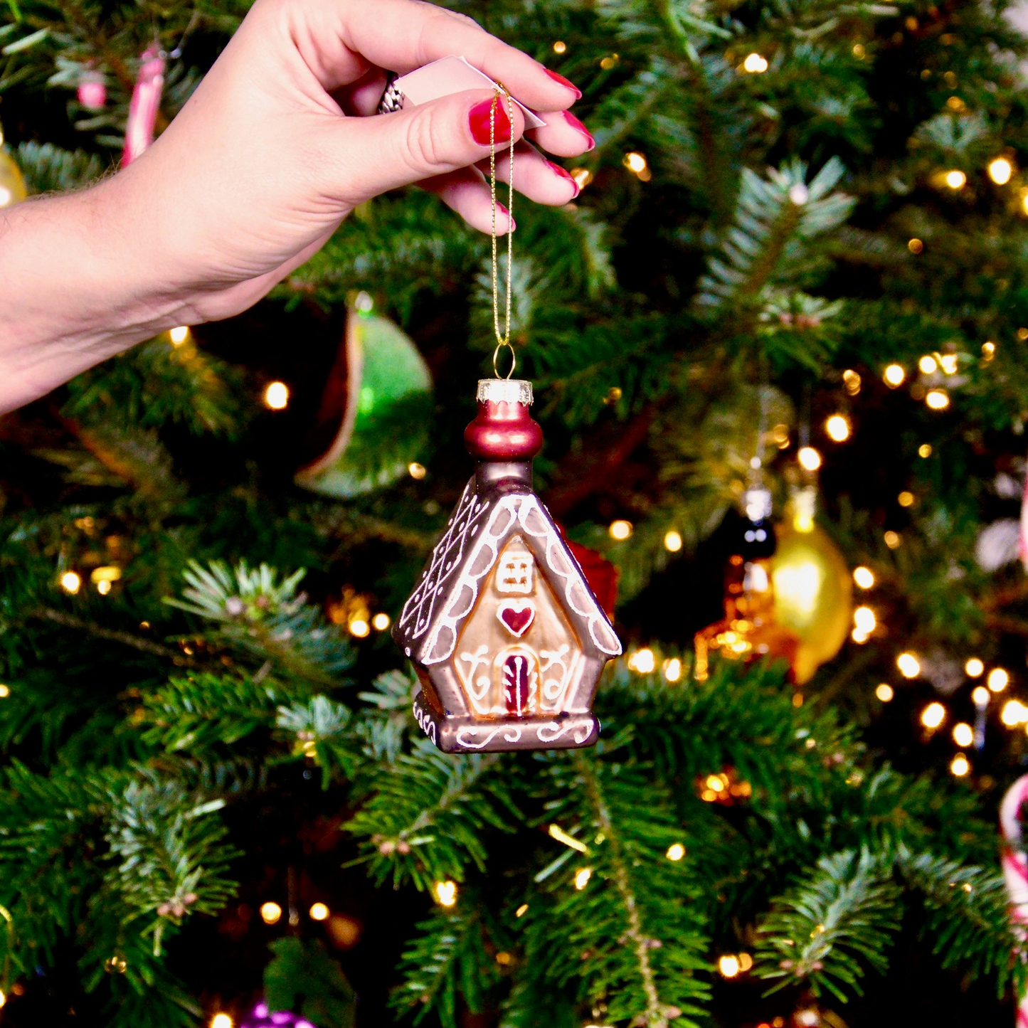 Glazen Ornament Set Peperkoekhuisjes H10cm