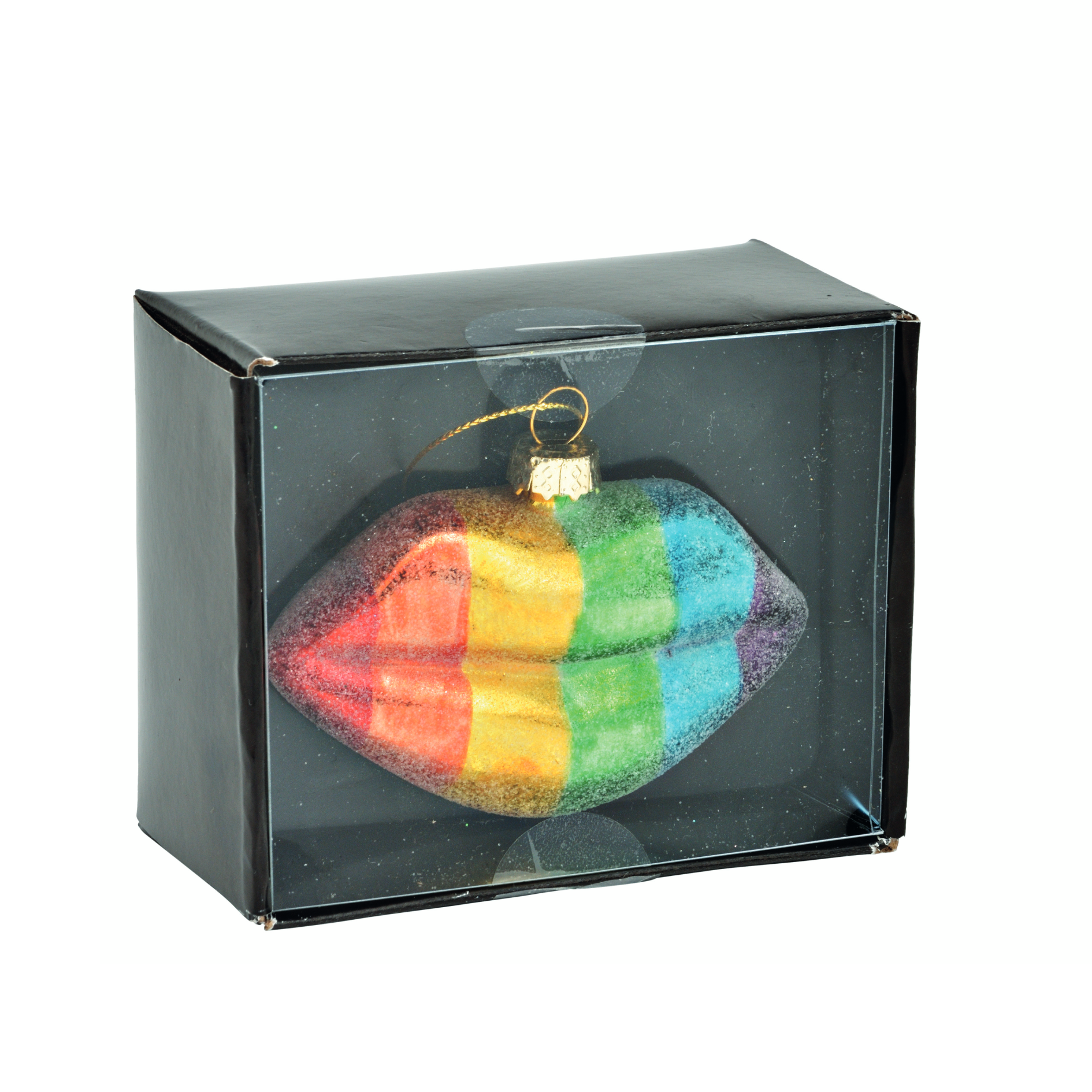 Glass Christmas ornament, rainbow lips, H5cm - a colorful addition to your Christmas decorations lhbtiq