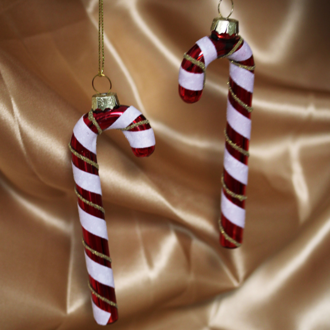 candycane, set, rood, wit, kersthanger, kerstbal, ornament, glas
