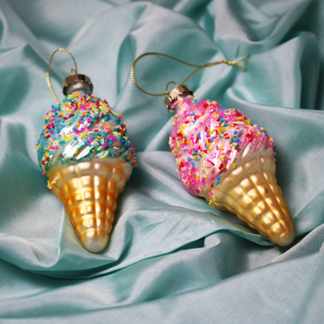 blauw, roze, ijsje, set van 2