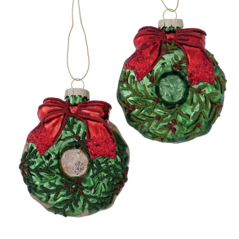 Kersthanger, groen, kerstkrans, met strik, kerstboomversiering