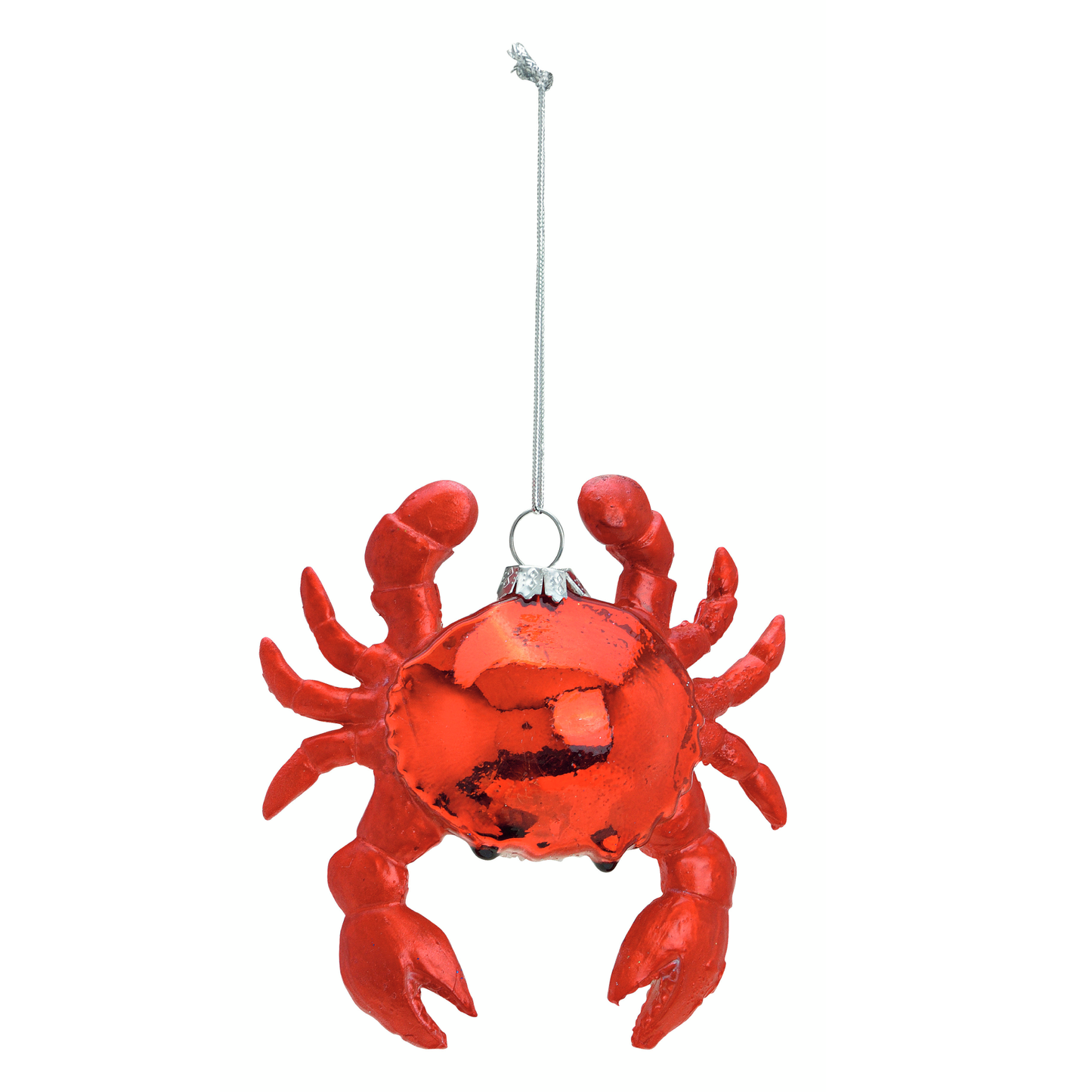 Glazen kerstornament van een rode krab, 10 cm hoog, als kerstbal, kersthanger en kerstfiguur