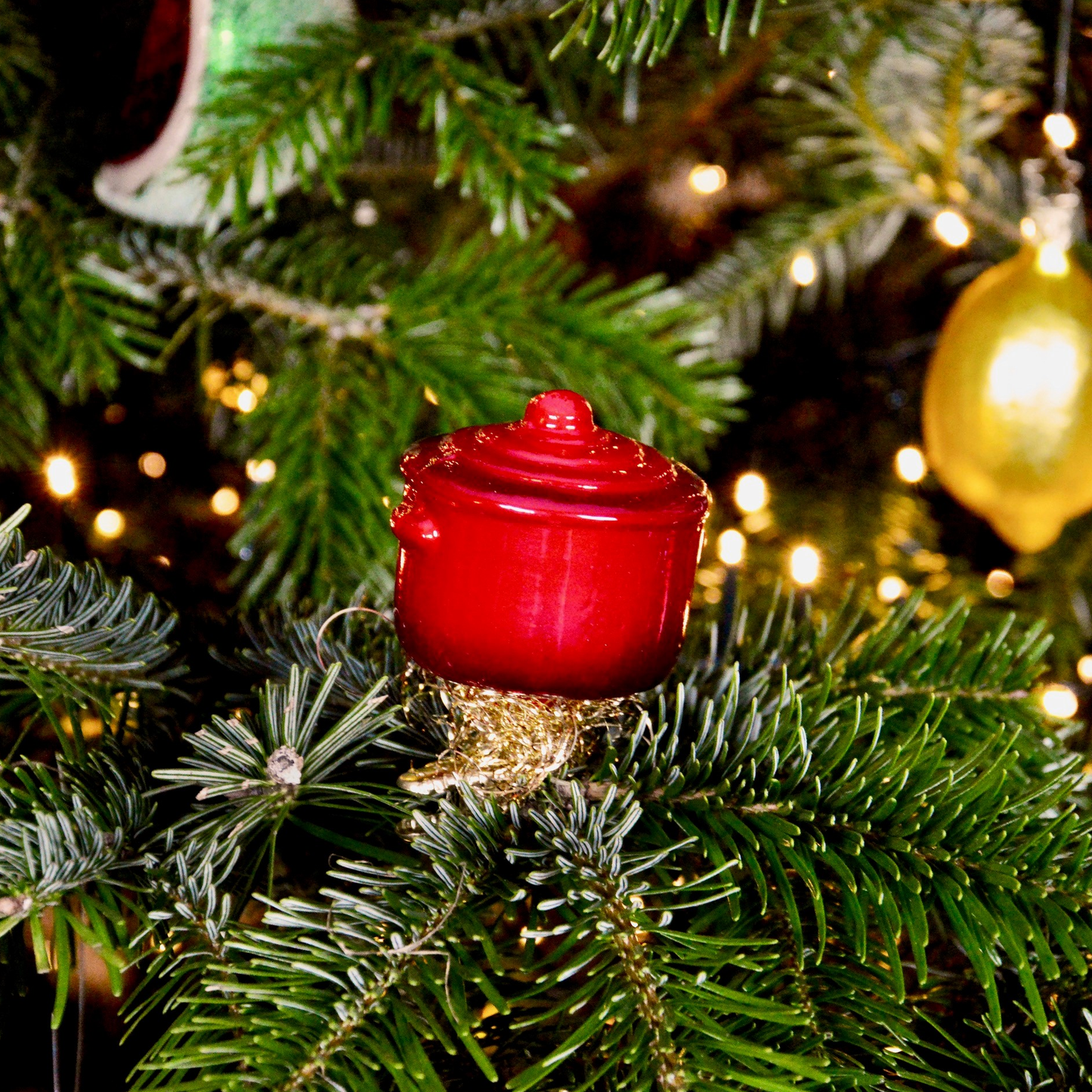 Glazen Ornament Rode Gietijzeren pan H7cm