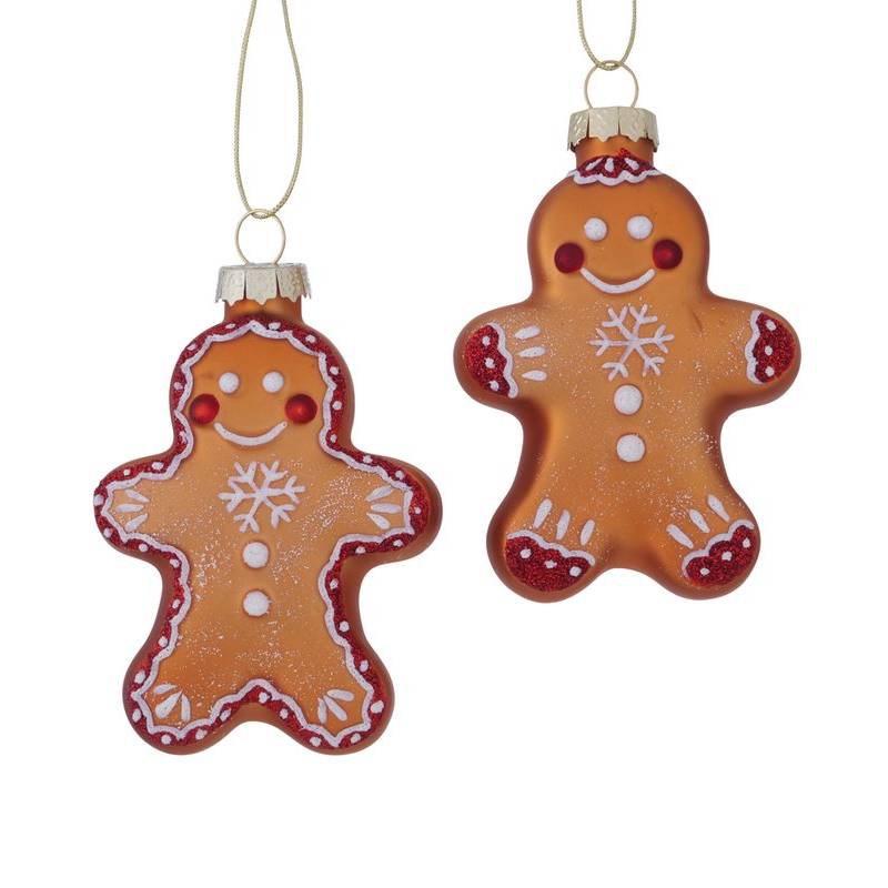 Kersthanger, peperkoek, bruin, peperkoekpop, man, vrouw, peperkoek poppetje, set