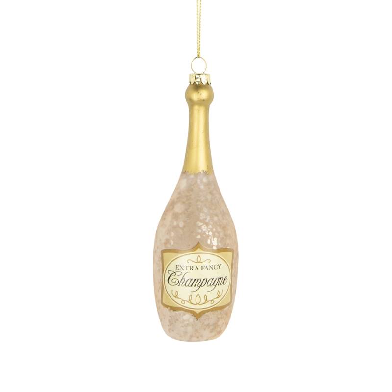 kerstbal, kersthanger, champagne, champagnefles, goud 