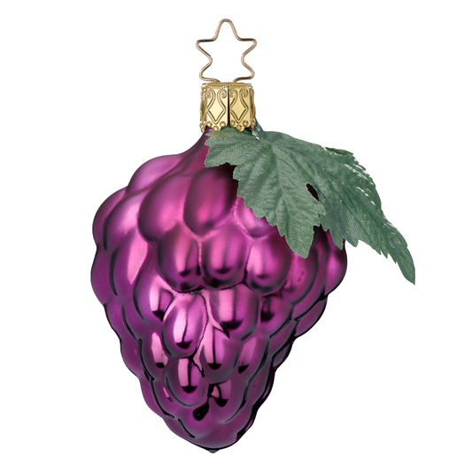 Glazen kerstornament, tros paarse druiven, 8 cm hoog, als kerstbal, kersthanger en kerstfiguur