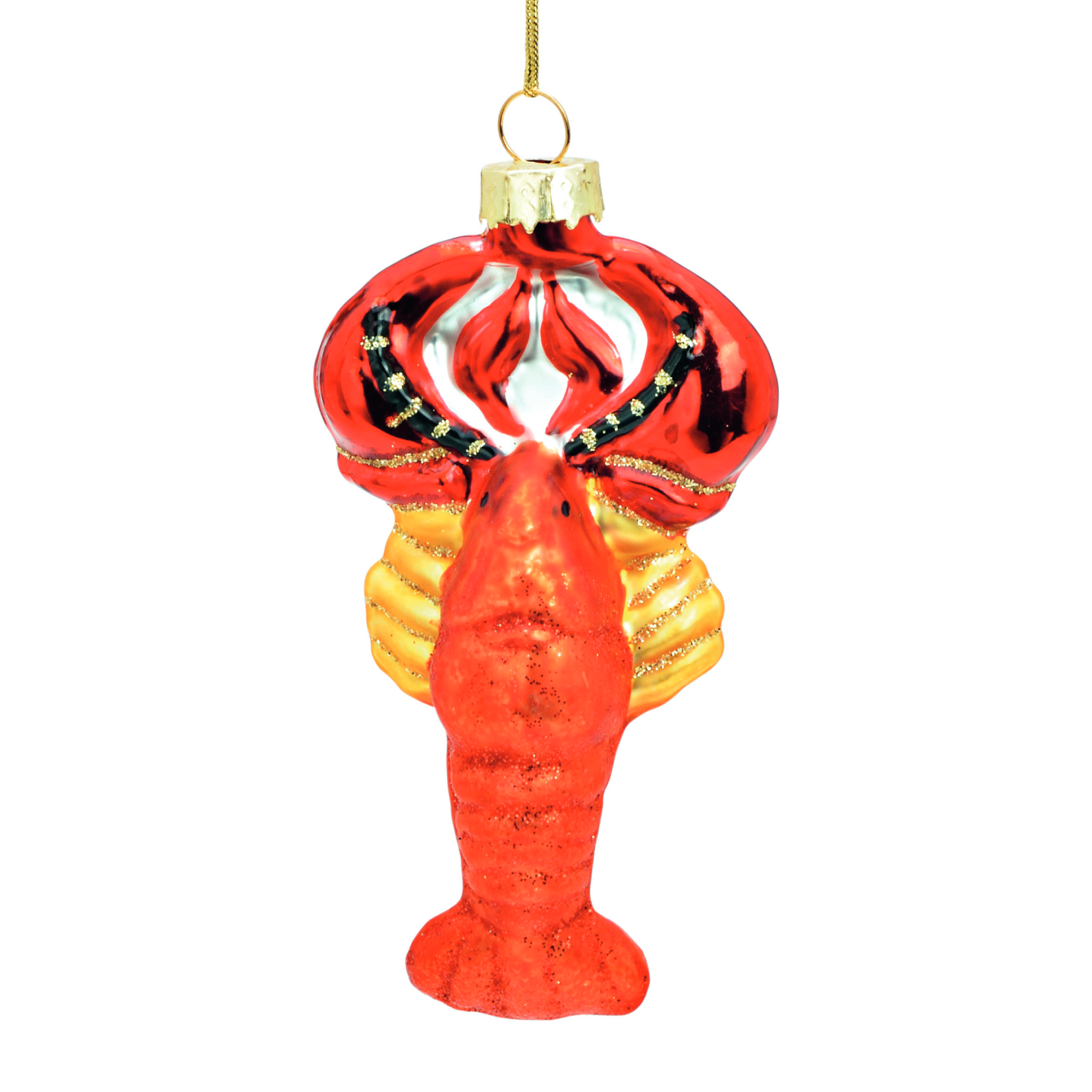 Glazen kerstornament van een rode kreeft, 10 cm hoog, als kerstbal, kersthanger en kerstfiguur