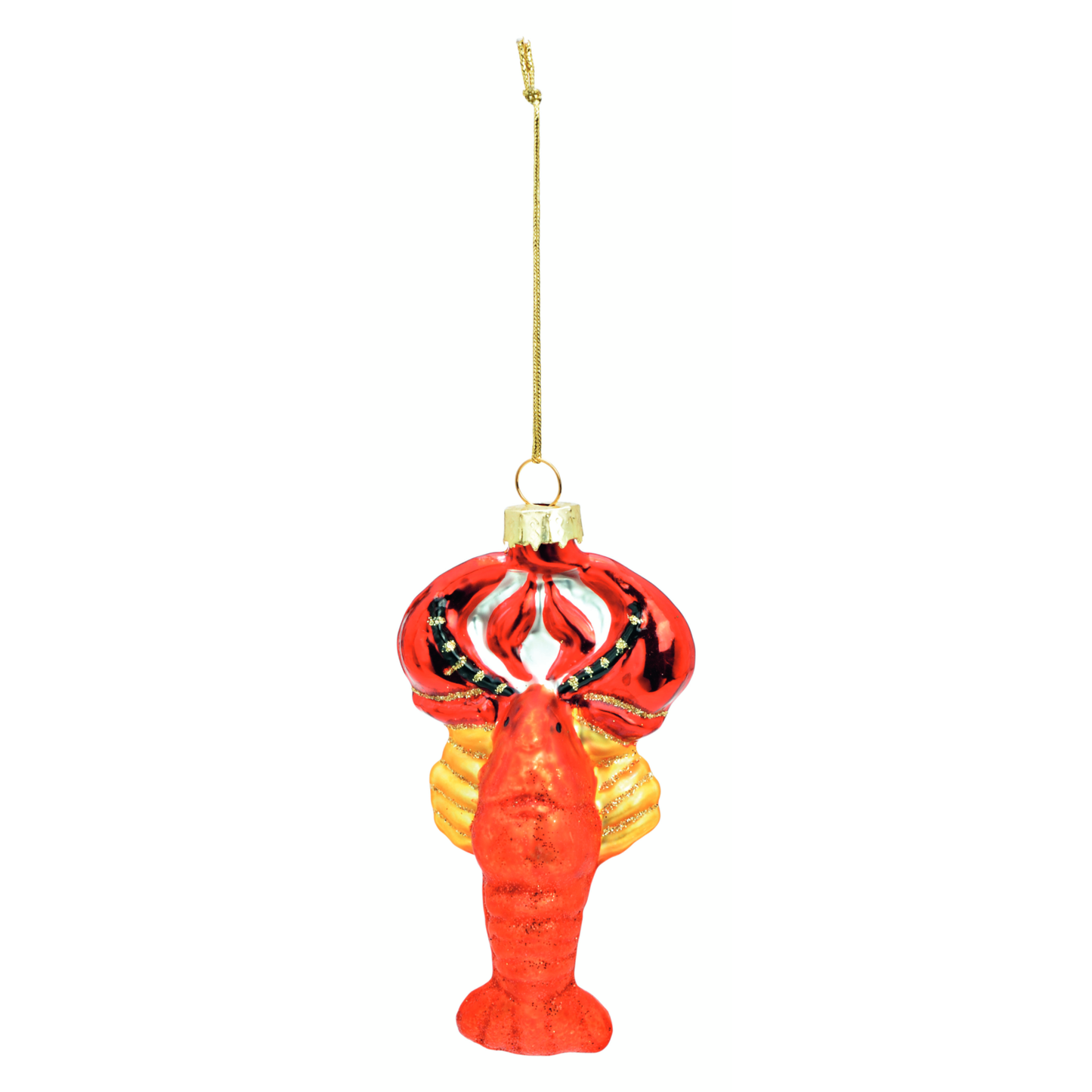 Glazen kerstornament van een rode kreeft, 10 cm hoog, als kerstbal, kersthanger en kerstfiguur